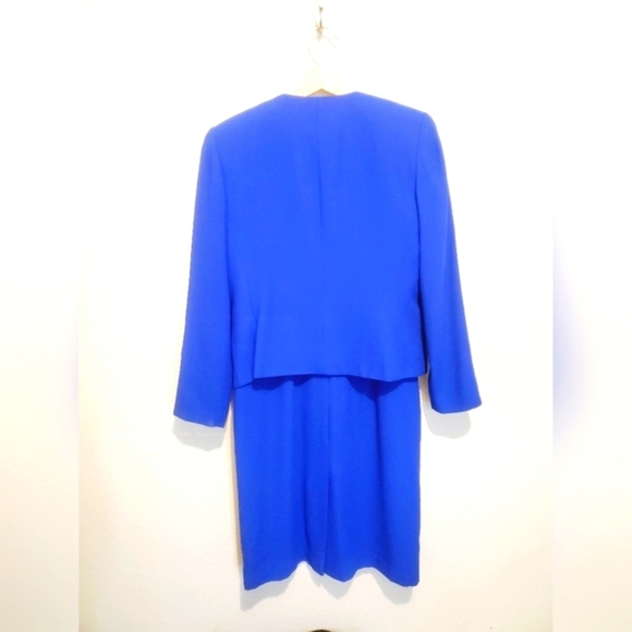 Kasper A.S.L Royal Blue 2 Piece Sheath Dress & Matching Blazer Suit Jacket Set - Picture 8 of 8